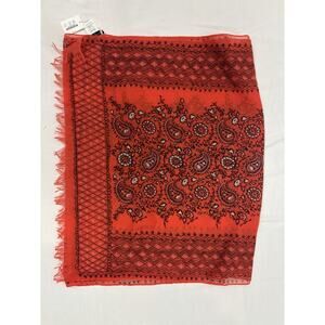 J. Crew Ladies Red And Black Paisley Rectangular Scarf/ Shawl 28” X 68”